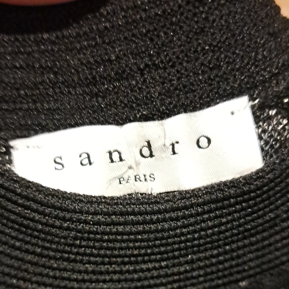 Sandro Black Quilted Mini Dress with Button Accents - Picture 2 of 4